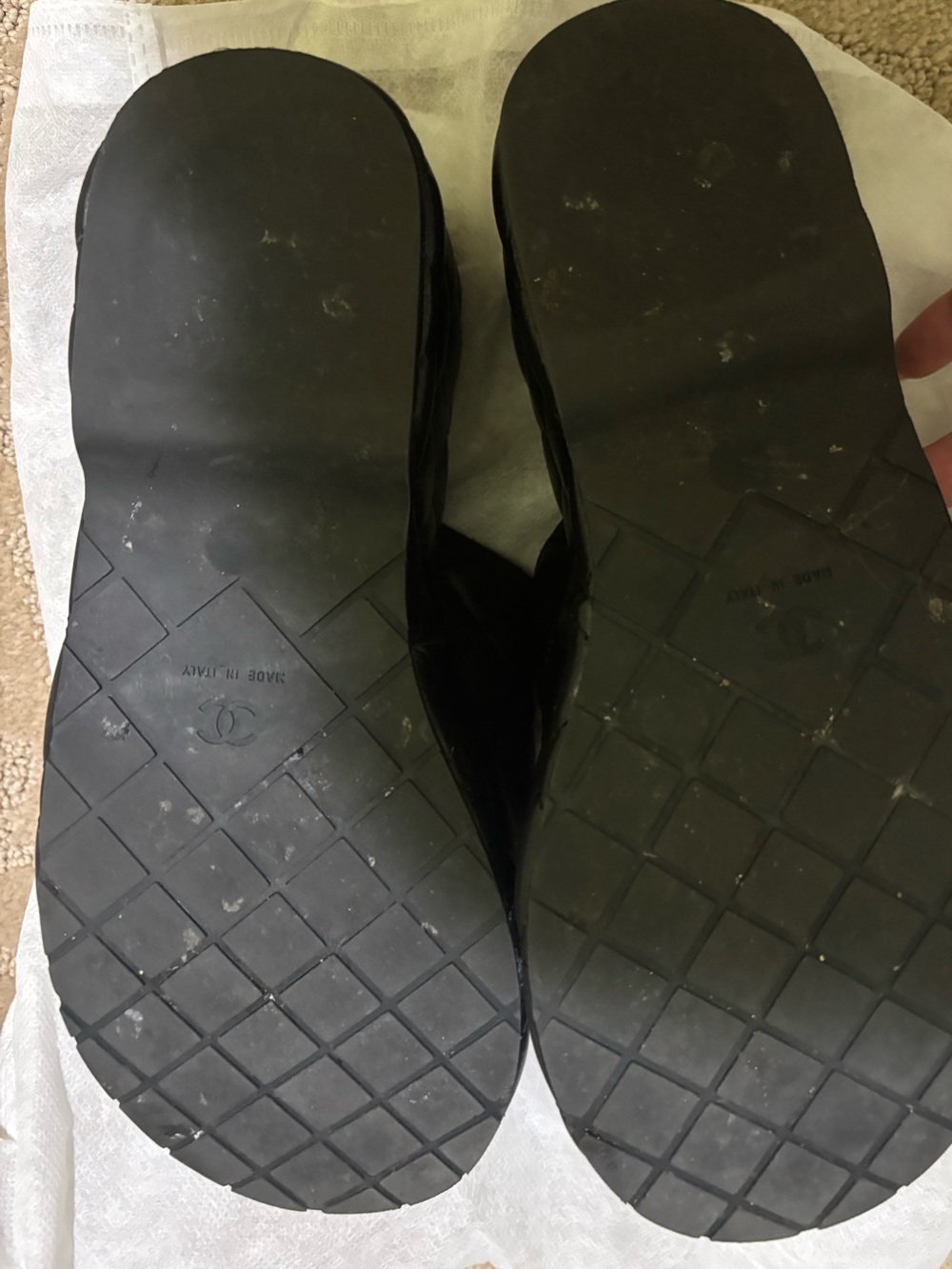 Chanel Black Quilted Lambskin  Platform Slide Sandals - Picture 6 of 7